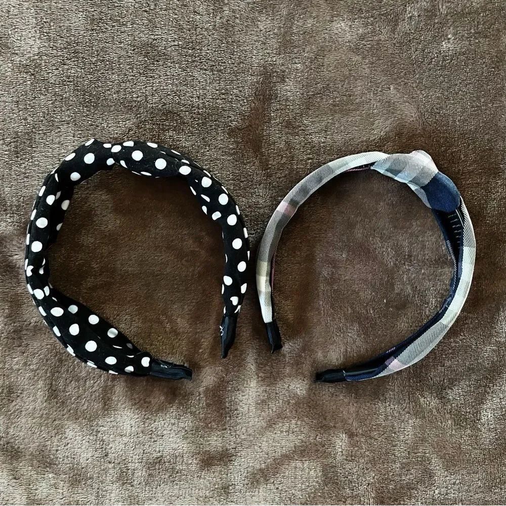 Set of Girls 2 Polka Dot and Plaid Headbands
